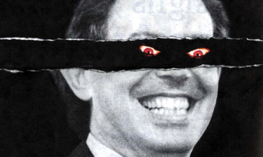 An image from the infamous Tory election campaign poster depicting Tony Blair as you know who