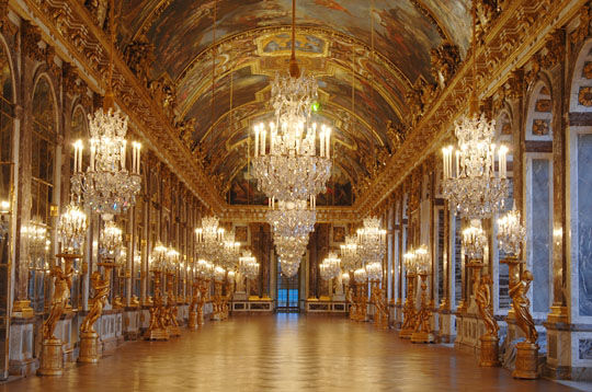 The Hall of Mirrors at Versailles.