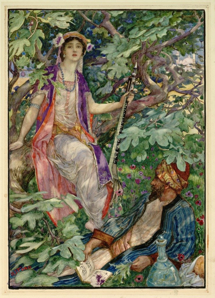 "A cup of wine, a loaf of bread and thou..." HJ Ford's illustration of the Rubaiyat of Omar Khayyam