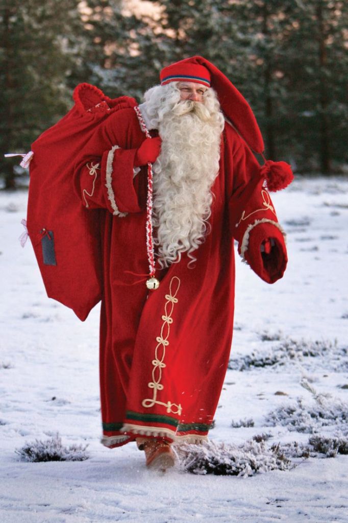 Finnish St Nicholas striding through the snow. Found on Pinterest.
