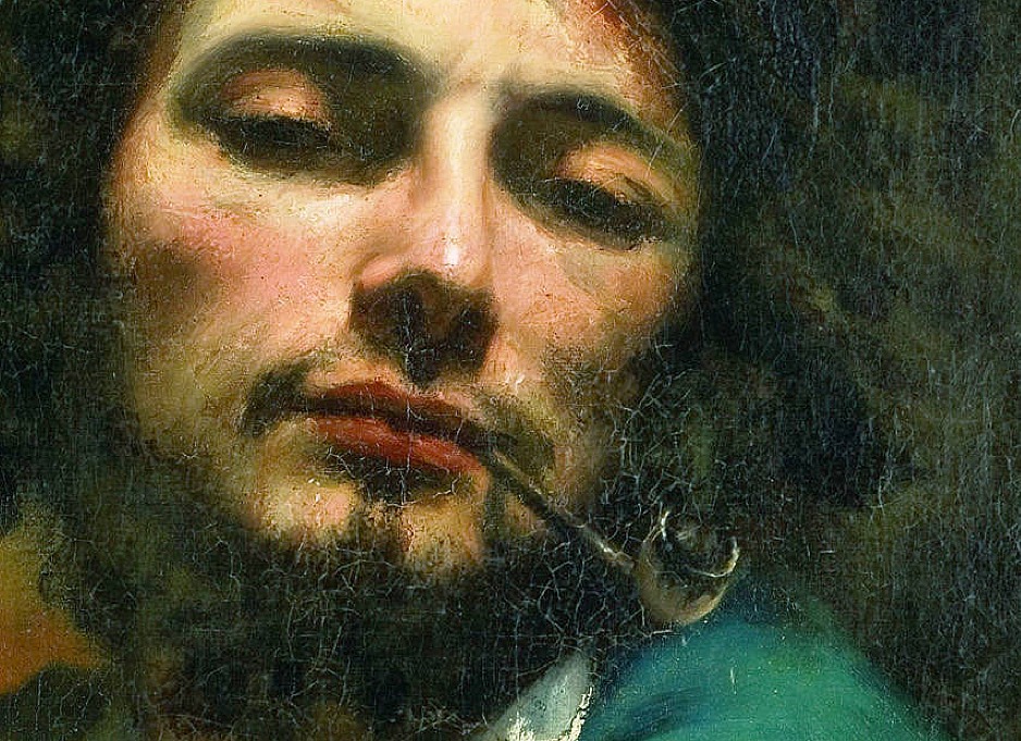 Detail of Gustav Courbet self-portrait