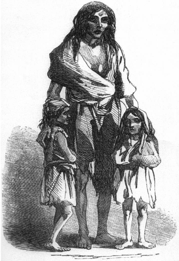 Bridget O'Donnel and her starving children, 1849, Illustrated London News.