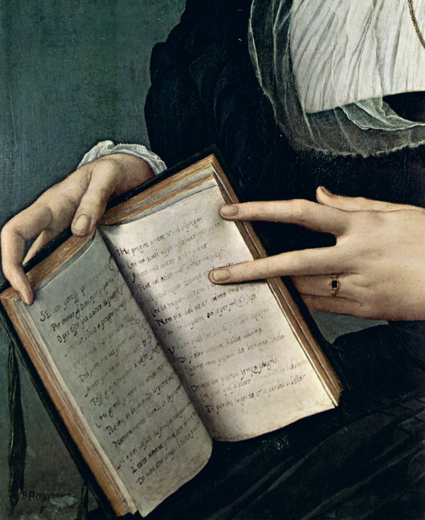 Detail from the portrait of the poet Laura Battiferri by Agnelo Bronzino