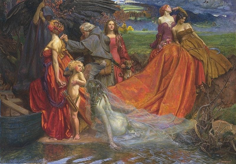 Now Is the Pilgrim Year Fair Autumn’s Charge — John Byam Shaw