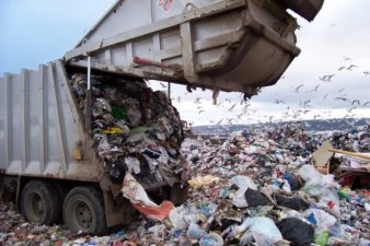 Trash truck in Maine