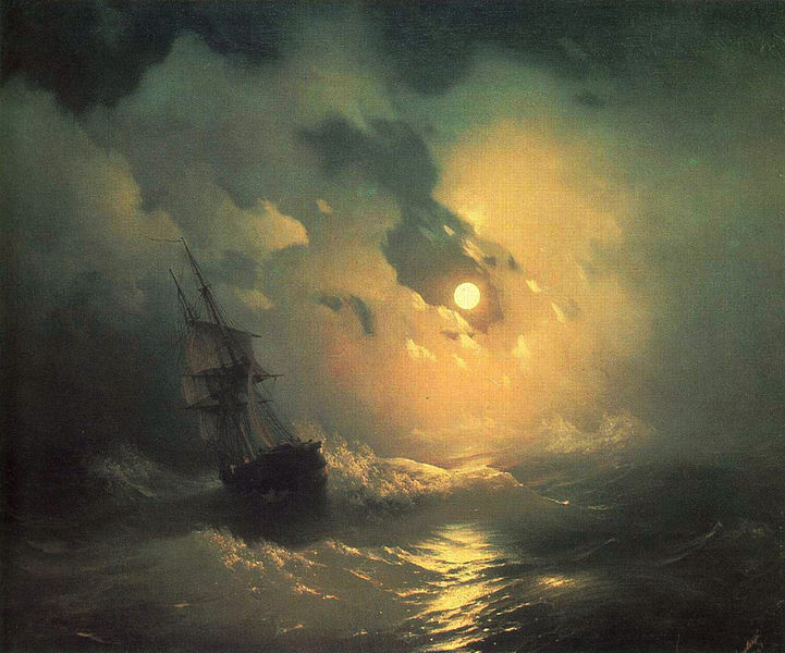 Stormy Sea at Night, Ivan Aivazovsky, painted last time Neptune and the South Node were in Pisces