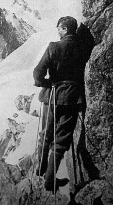 George Mallory on the Aiquille Verte mountain in France in 1909