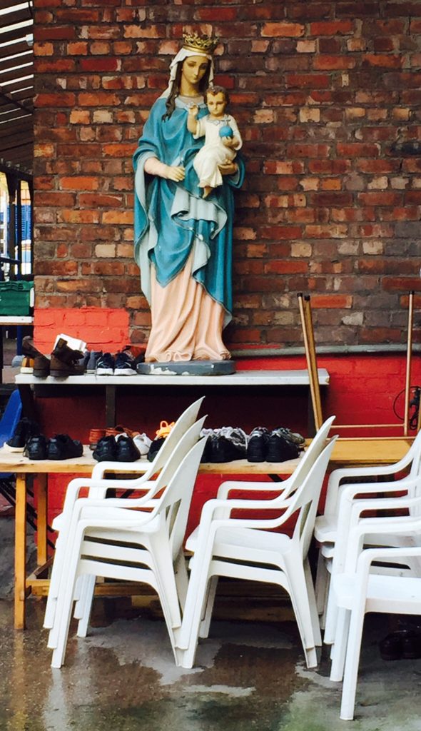The Virgin Mary outside a nursery school in Liverpool
