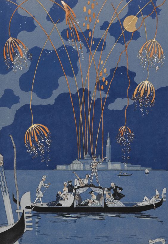 Fireworks in Venice by George Barbier.