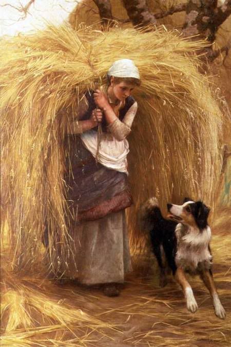 A peasant carrying a load of hay