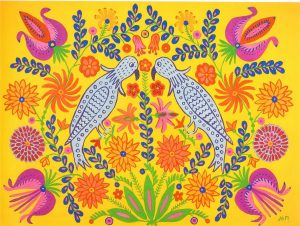 Two Parrots Took A Walk Together in Spring by Maria Prymachenko