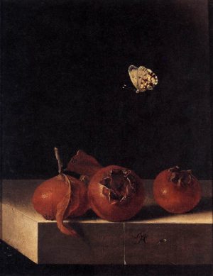 Adriaen Coorte, Three Medlars with a Butterfly (circa 1705)
