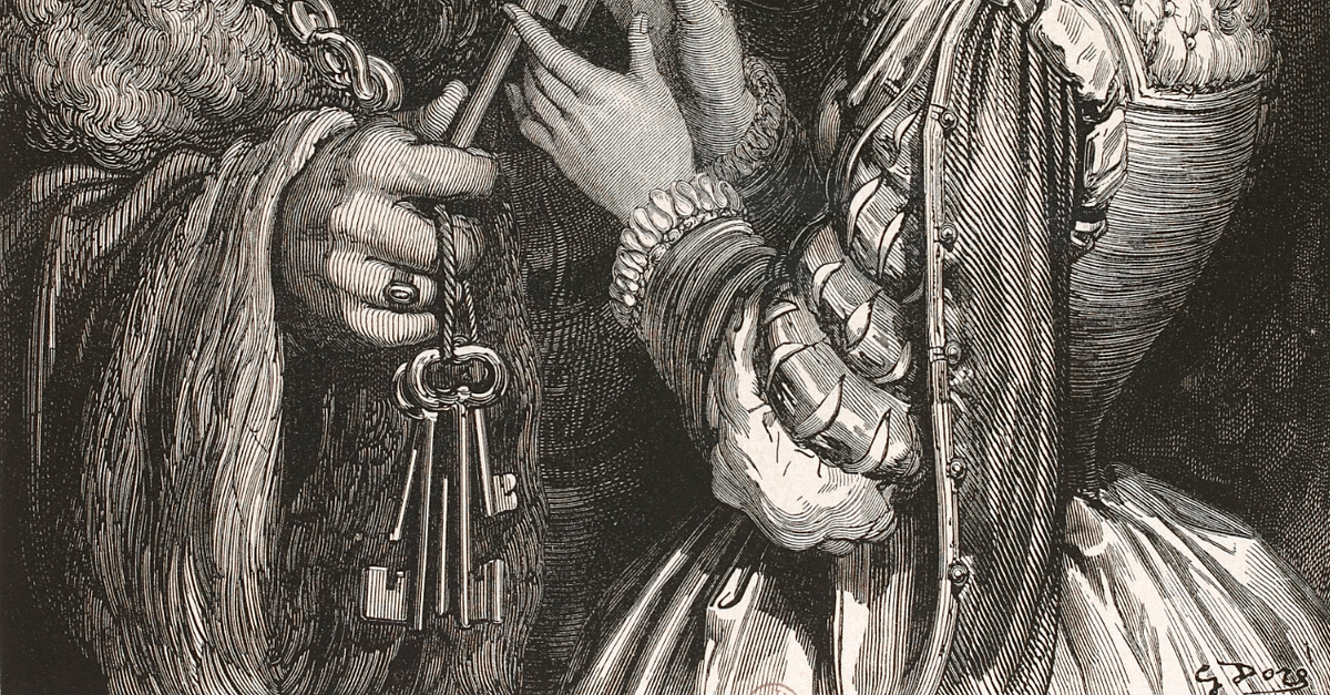 Detail: Bluebeard hands over the keys by Gustav Dore